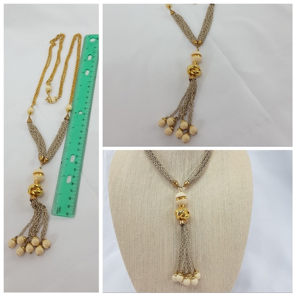 Goldtone rope style beaded extra long necklace - Picture 6 of 8